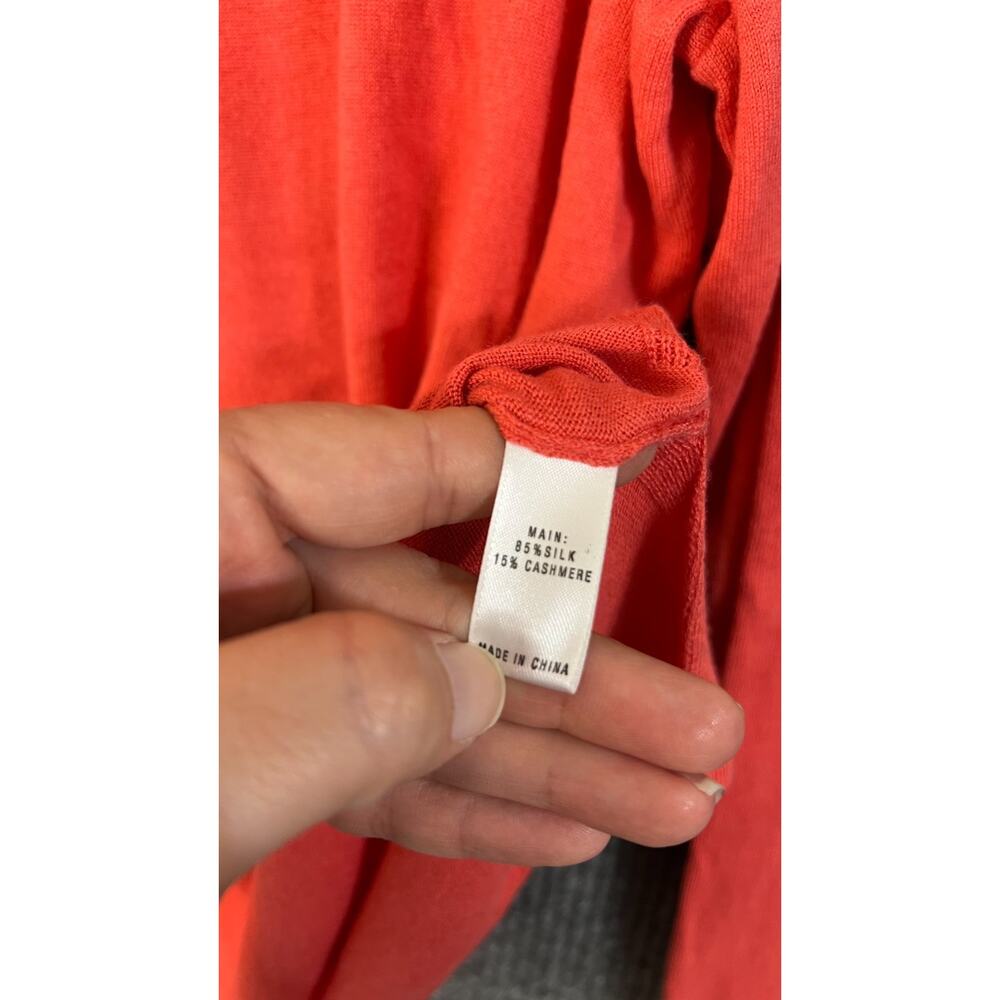 St. John Sweater Womens XL Orange Crew Neck Silk Cashmere Pullover Minimalist - Picture 5 of 9